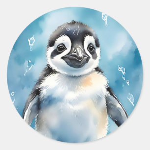 Niedlich Baby Penguin Runder Aufkleber