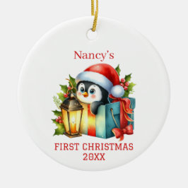 Niedlich Baby Penguin Weihnachten Keramik Ornament