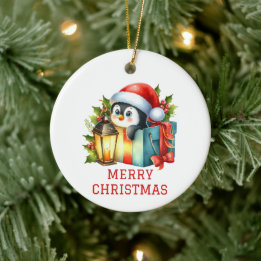 Niedlich Baby Penguin Weihnachten Keramik Ornament