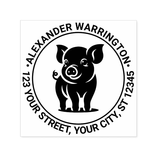 Niedlich Baby Pig Stehend #1 Name Rücksendeadresse Permastempel (Design)