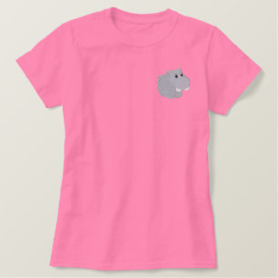 Niedlich Baby Pink Hippo Besticktes T-Shirt