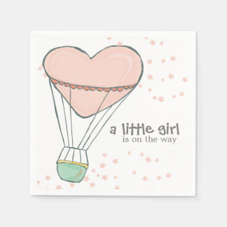 Niedlich Baby Pink Hot Air Ballon Babydusche Serviette