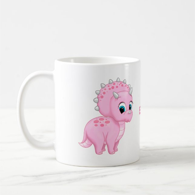Niedlich Baby Pink Triceratops Dinosaurier Kaffeetasse (Links)