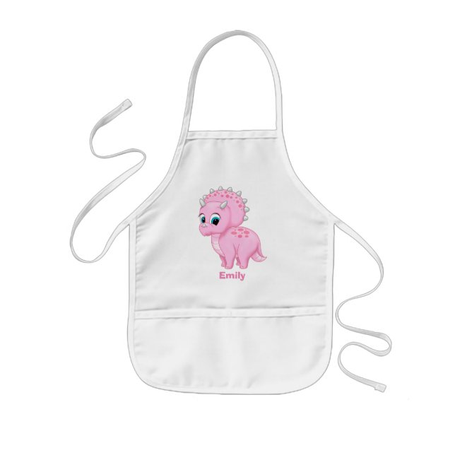 Niedlich Baby Pink Triceratops Dinosaurier Kinderschürze (Vorne)