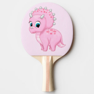 Niedlich Baby Pink Triceratops Dinosaurier Tischtennis Schläger