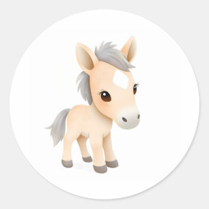 Niedlich Baby Pony Aufkleber Aquarellfarbe Illustr