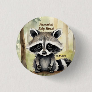 Niedlich Baby Raccoon Gender Neutral Baby Dusche Button