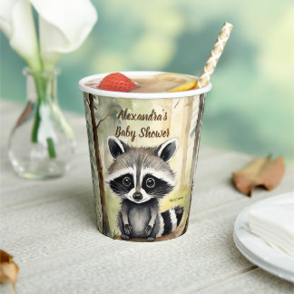 Niedlich Baby Raccoon Gender Neutral Baby Dusche Pappbecher