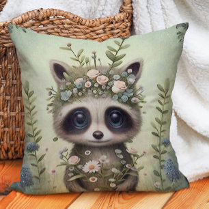 Niedlich Baby Raccoon Woodland Kinderzimmer Kissen