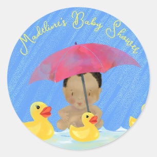 Niedlich Baby Rain Rubber Ducky's Umbrella Baby Sh Runder Aufkleber
