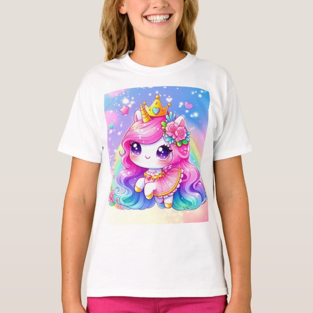 Niedlich Baby Rainbow Unicorn T-Shirt (Vorderseite)