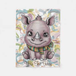 Niedlich Baby Rhino Cartoon Personalisienname Fleecedecke