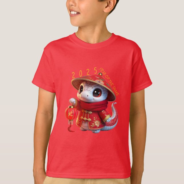 Niedlich Baby Schlange Chinesisch Neujahr 2025 Kin T-Shirt (Vorderseite)