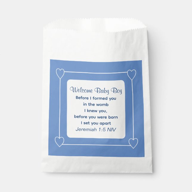 Niedlich Baby Showbibel Verse Blue Party Geschenktütchen (Vorderseite)