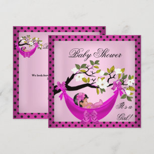 Niedlich Baby Shower Girl Baby Pink Hammock Einladung