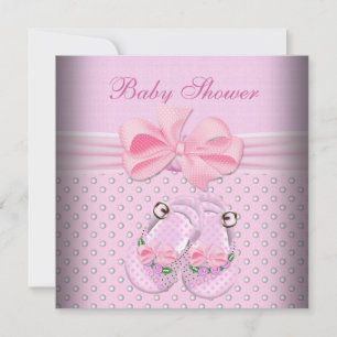 Niedlich Baby Shower Girl Baby Pink Hintern Schuhe Einladung