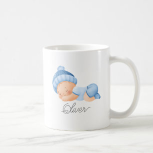 Niedlich Baby Sleeping Boy Blauer Personalisierter Kaffeetasse