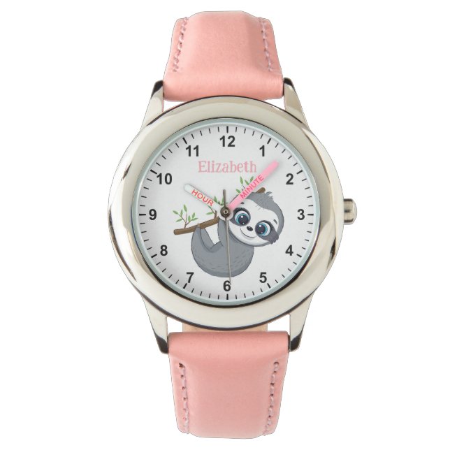 Niedlich Baby Sloth Girl's First Watch Armbanduhr (Vorderseite)