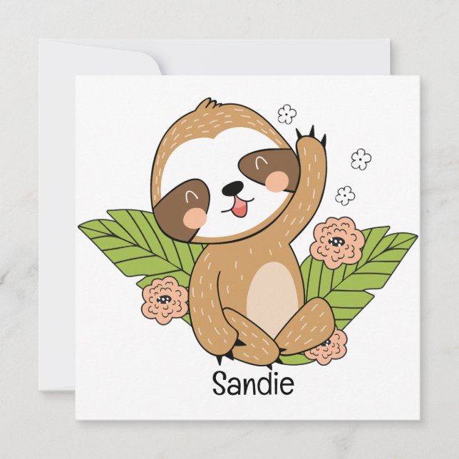 Niedlich Baby Sloth Individuelle Name (Vorderseite)
