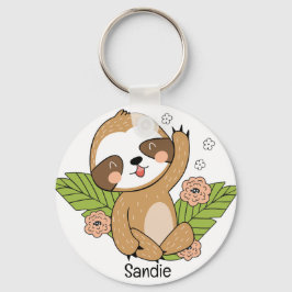 Niedlich Baby Sloth Individuelle Name Schlüsselanhänger