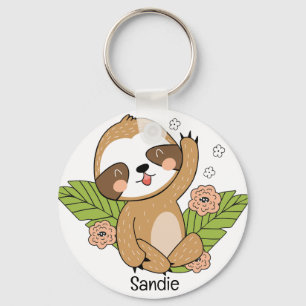 Niedlich Baby Sloth Individuelle Name Schlüsselanhänger