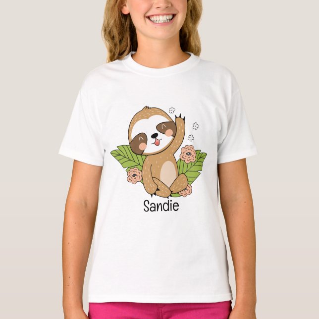 Niedlich Baby Sloth Individuelle Name T-Shirt (Vorderseite)