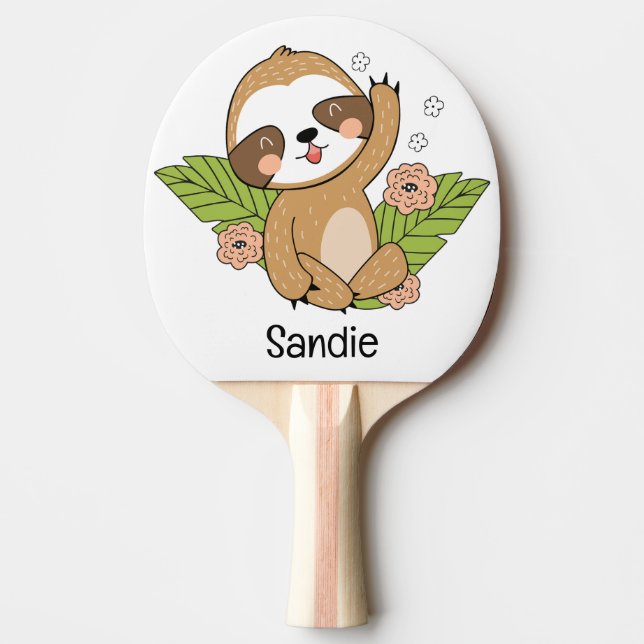 Niedlich Baby Sloth Individuelle Name Tischtennis Schläger (Vorderseite)