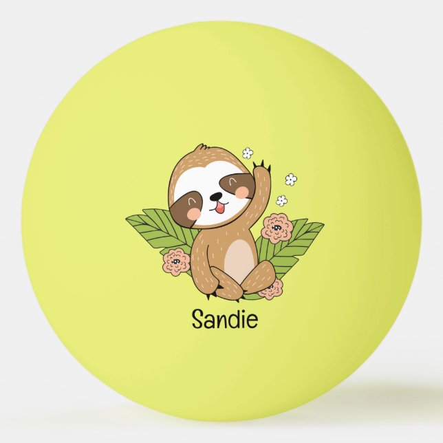 Niedlich Baby Sloth Individuelle Name Tischtennisball (Vorderseite)