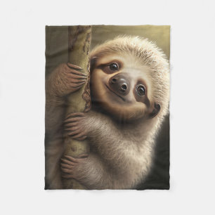 Niedlich Baby Sloth Smiling Wildlife Nature Animal Fleecedecke