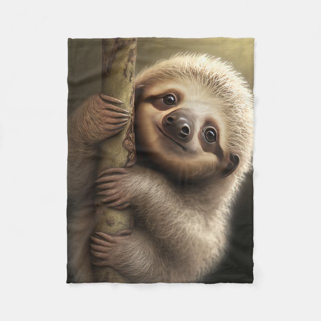 Niedlich Baby Sloth Smiling Wildlife Nature Animal Fleecedecke (Vorderseite)