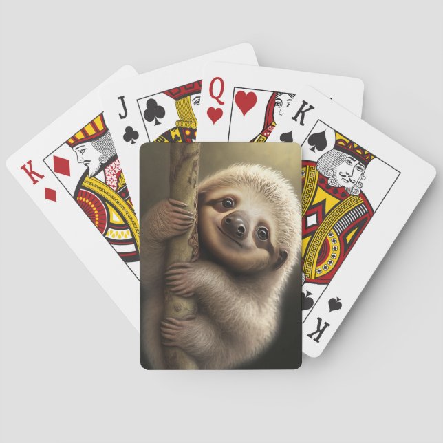 Niedlich Baby Sloth Smiling Wildlife Nature Animal Spielkarten (Rückseite)