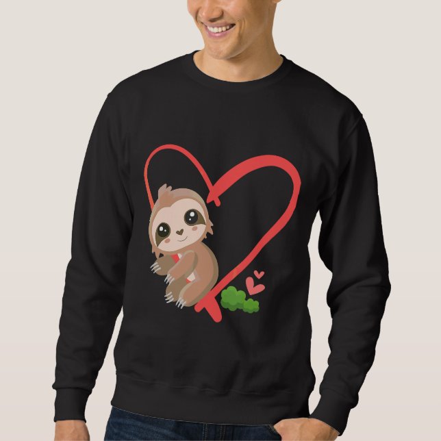 Niedlich Baby Sloth Valentinstag Sloth Sweatshirt (Vorderseite)
