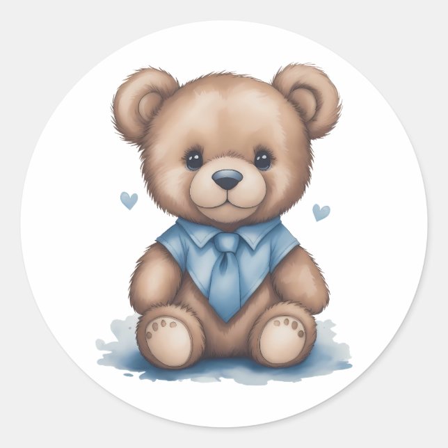Niedlich Baby Teddy Bear Runder Aufkleber (Vorderseite)