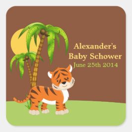 Niedlich Baby Tiger Baby Shockaufkleber Quadratischer Aufkleber