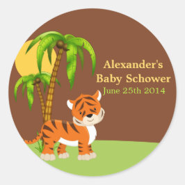 Niedlich Baby Tiger Baby Shockaufkleber Runder Aufkleber