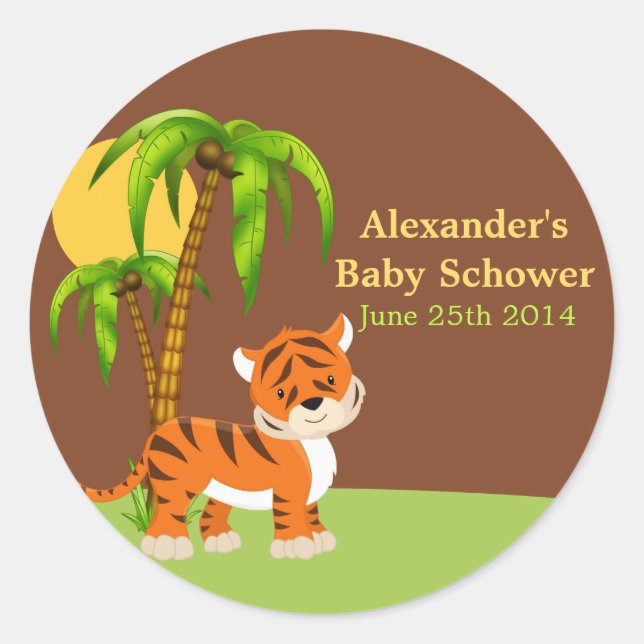 Niedlich Baby Tiger Baby Shockaufkleber Runder Aufkleber (Vorderseite)