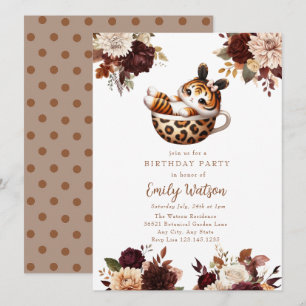 Niedlich Baby Tiger   Birthday Tee Party Einladung