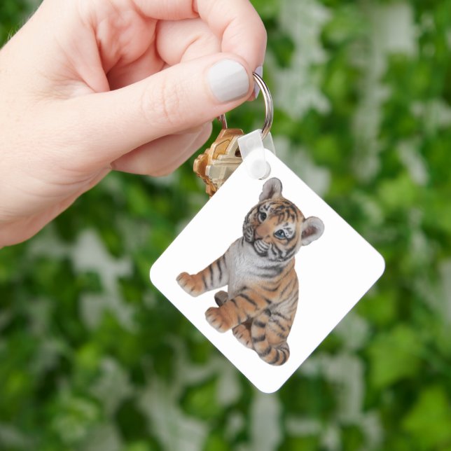 Niedlich Baby Tiger Cub Schlüsselanhänger (Hand)
