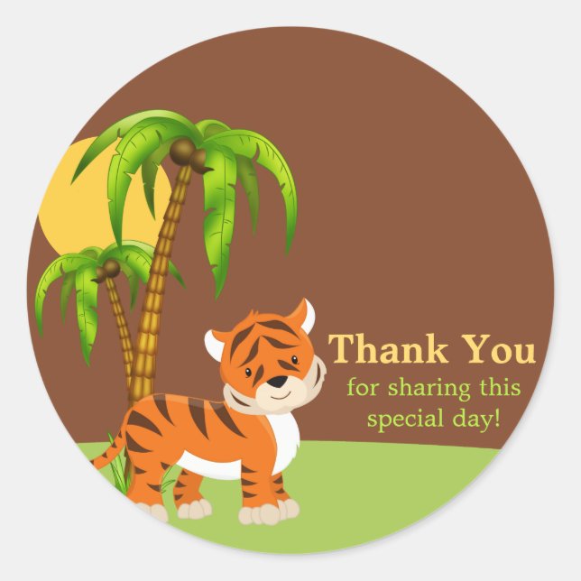 Niedlich Baby Tiger Vielen Dank Sticker (Vorderseite)