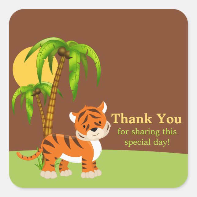 Niedlich Baby Tiger Vielen Dank Sticker (Vorderseite)