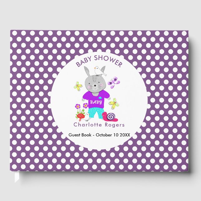 Niedlich Baby Toy Bunny Rabbit Babydusche Gästebuch (Vorderseite)