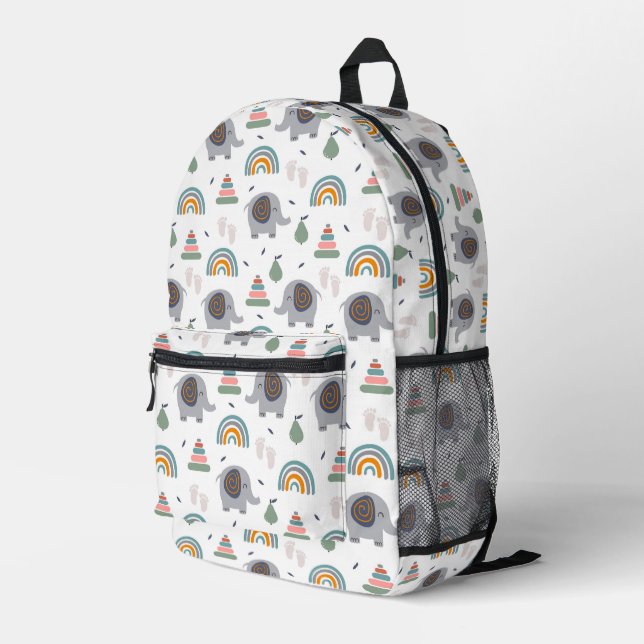 Niedlich Baby Toy Pattern Bedruckter Rucksack (Rückseitige Ecke Rechts)