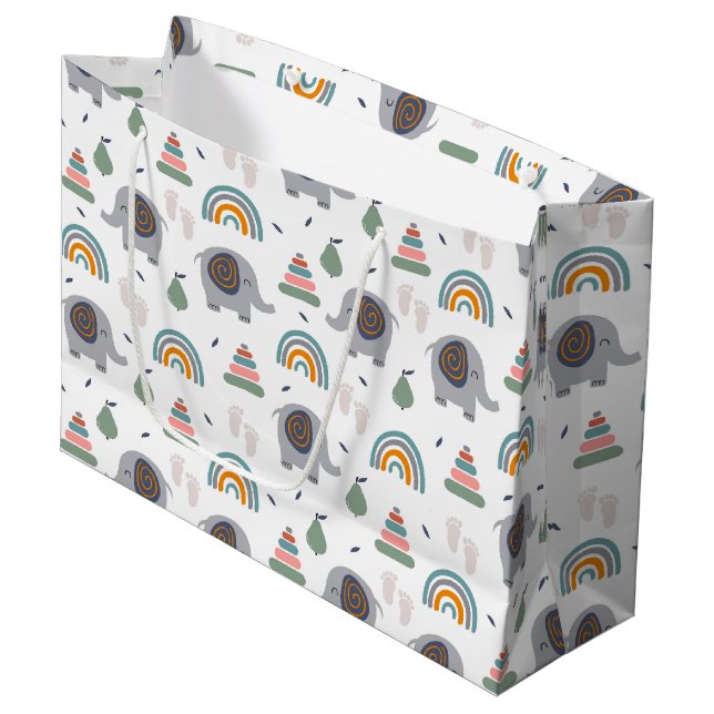 Niedlich Baby Toy Pattern Große Geschenktüte (Vorderseite Schrägansicht)