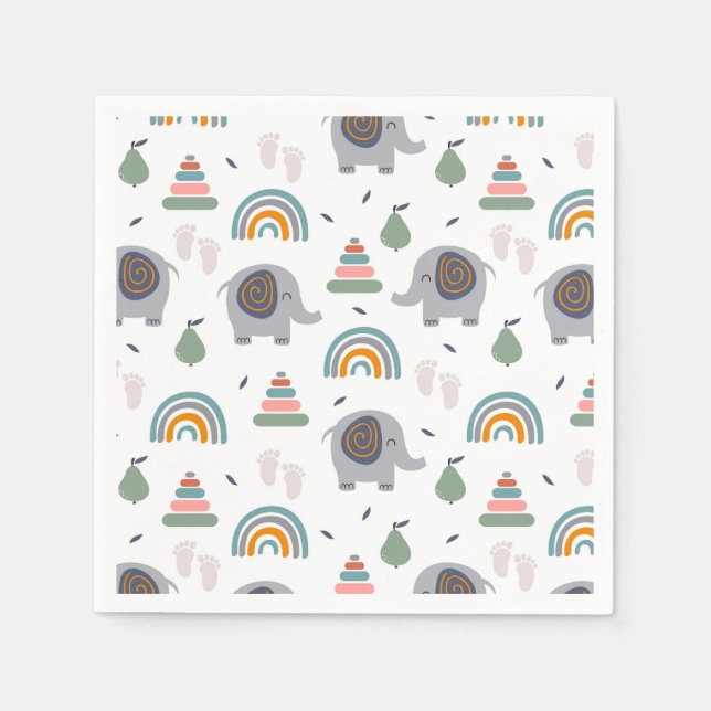 Niedlich Baby Toy Pattern Serviette (Vorderseite)