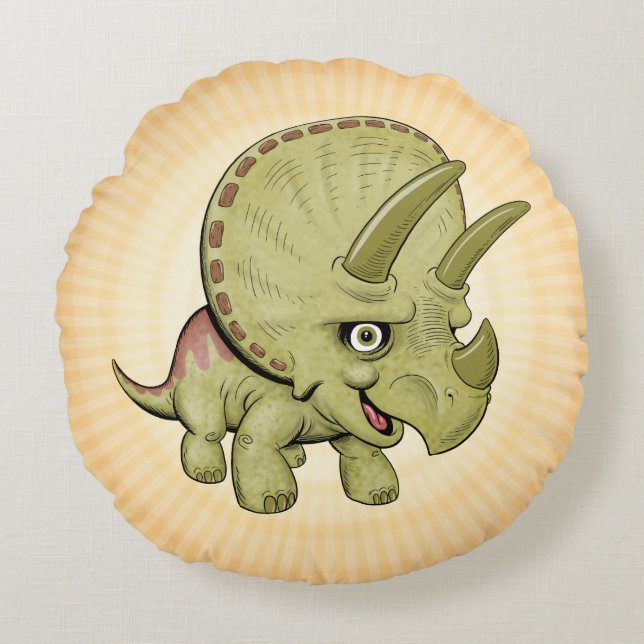Niedlich Baby Triceratops Pillow Rundes Kissen (Vorderseite)