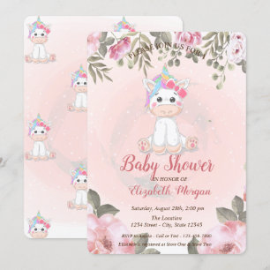 Niedlich Baby Unicorn, Blumenkinderdusche Einladun Einladung