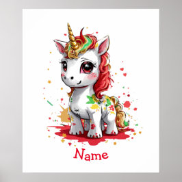 Niedlich Baby Unicorn Individuelle Name Poster