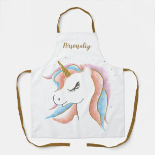 Niedlich Baby Unicorn Pastel Pink & Blue Gold Horn Schürze