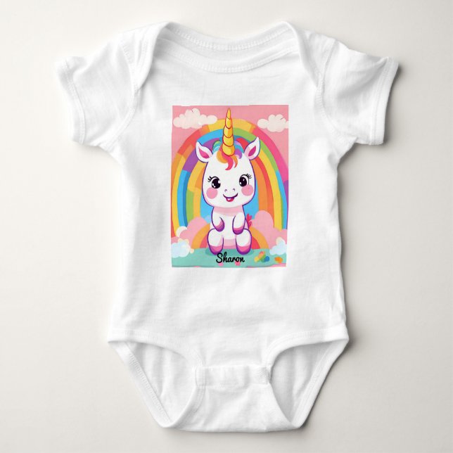 Niedlich Baby Unicorn Rainbow Baby Strampler (Vorderseite)