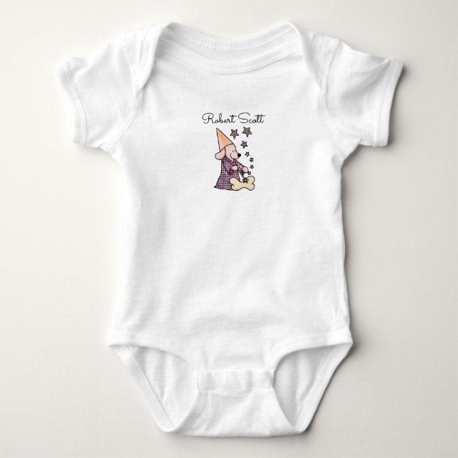 Niedlich Baby Unisex Blue Elegante Hunde Name hinz Baby Strampler (Vorderseite)